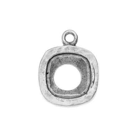 Open Back Design Nunn Design Open Back Bezel Charm, Fits #4470 Cushion Fancy Stone 12mm, 1 Piece, Antiqued Silver ()