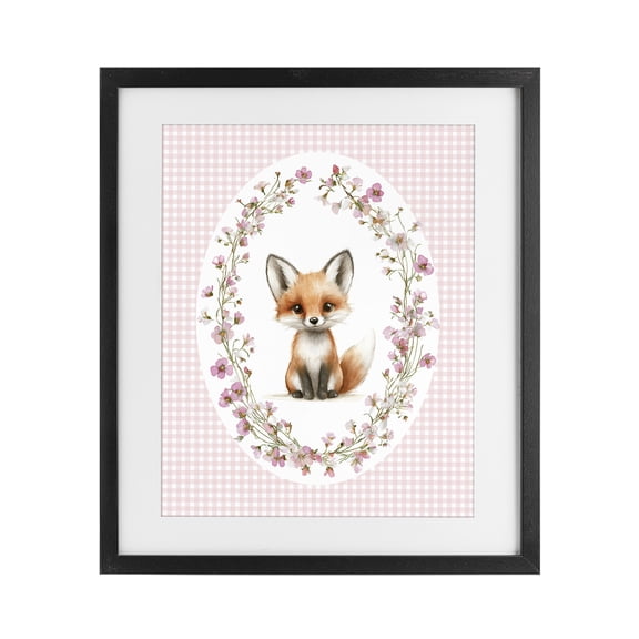 Stupell Industries Fox with Cherry Blossoms Black Framed Print Under Glass, design by Christine Simpson Art