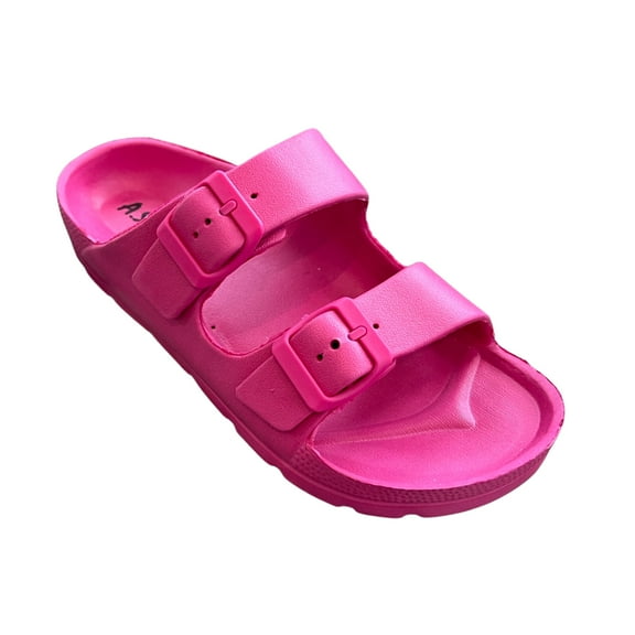 Andrew By Andrew Stevens Comfort Slides Double Buckle Adjustable Scooby Flat Sandals