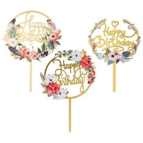 KALLORY Assorted Color Acrylic Birthday Cake Toppers Set of 3 for Cake Decoration and Celebrations