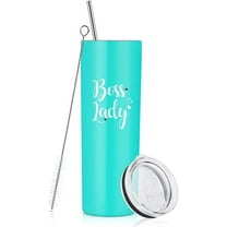 Boss Day Gifts-Boss Lady Skinny Tumbler, Boss Lady Gifts for Women, Boss Gifts for Boss Lady Boss Female Gag Female Friends Women on Christmas Birthday, 20oz Stainless Steel Tumbler with Lid, Mint