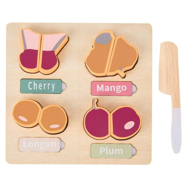 Rompecabezas de madera para niños pequeños, juguetes de frutas y verduras para educación temprana, aprendizaje, iluminación, desarrollo colorido, tablero a juego. A