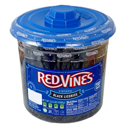RedVines Licorice Twists, Black Licorice Flavor, 3.5 Pound Resealable Tub, Soft & Chewy Candy