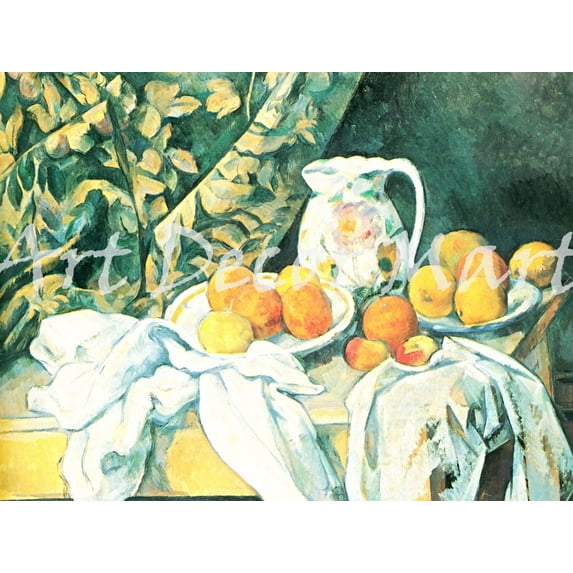 Still Life With Curtain-Cezanne - CANVAS OR FINE PRINT WALL ART