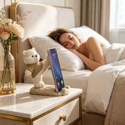 Iumwxz Cute Cellphone Holder Stand Phone Stand Resin Bear Decoration with Movable Joints Desk Mount for All Mobile Phones Stand Desk Ornament