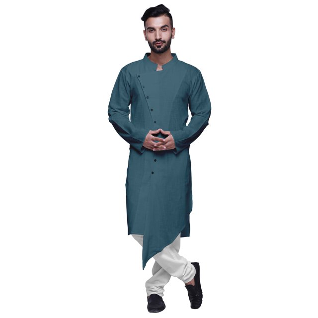 Atasi Kurta à Manches Longues de Designer pour Garçons, Décontracté, Uni, en Coton, SatinKurta