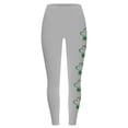 thumbnail image 4 of lcziwo Weekly Prime, Seamless Leggings for Women 2025 St Patricks Day Shamrock Clover Print Yoga Pants Casual High Waisted Tummy Control Stretchy Tight Leggings Gray S, 4 of 5