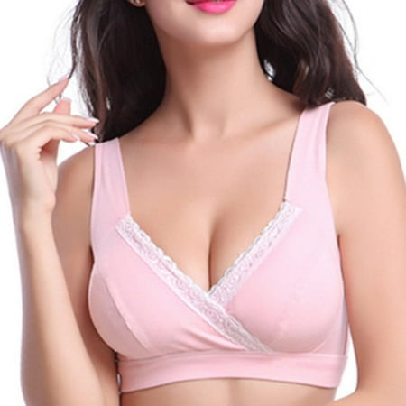 WREESH Plunge Bra Balconette Bra Women Solid Comfort No Underwire Bras Sleep Daily Bra Soft Cup Bra Underwear Pink
