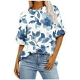 thumbnail image 1 of Pisexur Hauts d'Été pour Femmes Mode Décontractée Manches Courtes Col Rond T-Shirts Confortables Amples Surdimensionnés Imprimé Floral Blouses Hauts Mode T-Shirts Imprimés Graphiques Grande Taille Tops de Sortie S-5TG, 1 of 7