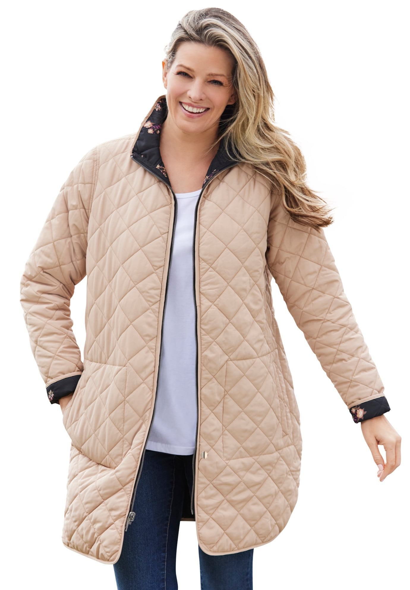 Woman Within Woman Within Womens Plus Size Reversible Quilted Barn Jacket Walmartcom Walmartcom