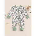 thumbnail image 4 of Newborn Baby Boy Girl Fall Winter Clothes Long Sleeve Fish Print Zipper Jumpsuit Romper Outfits 0-12M, 4 of 9