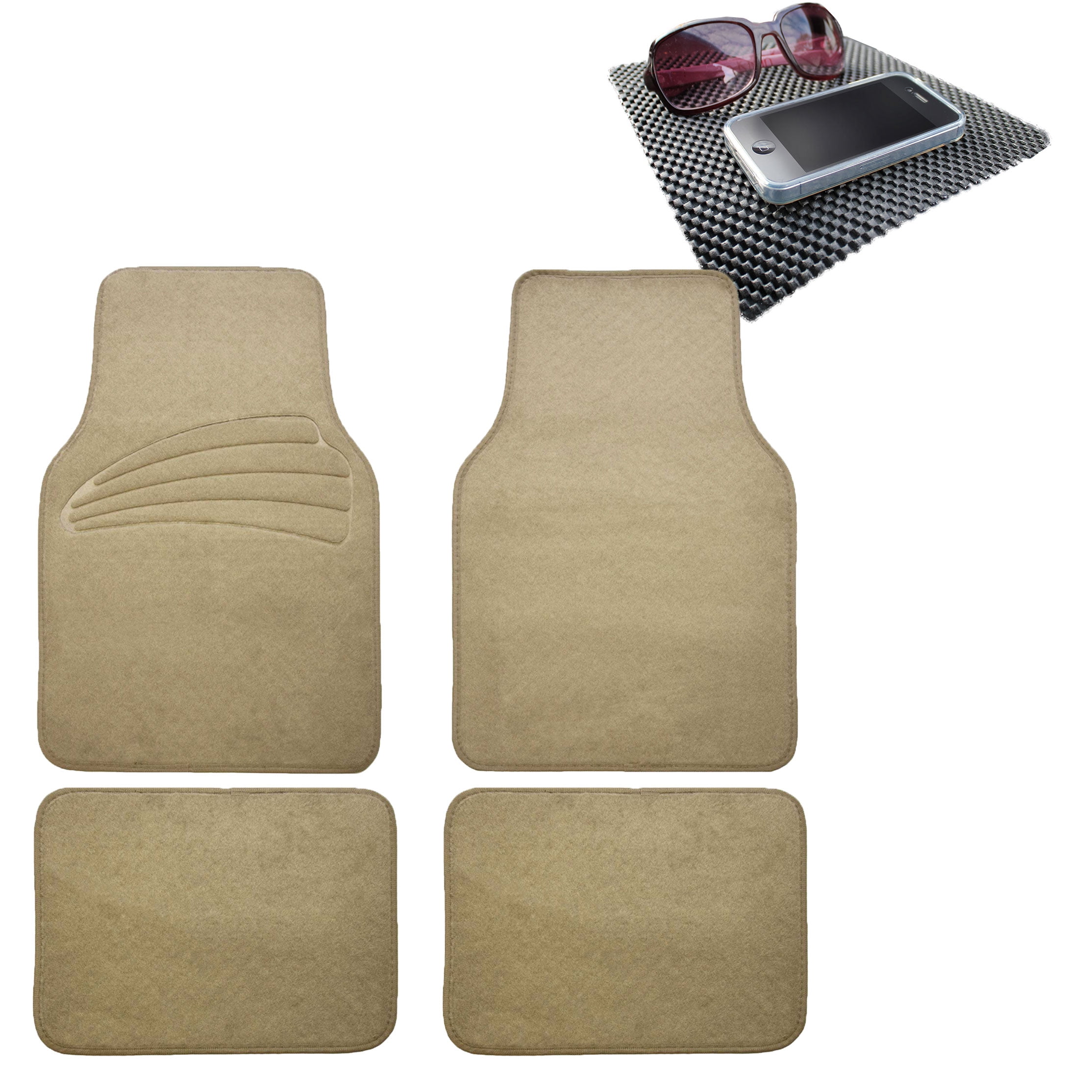 4pcs Car Floor Mats For Auto Car SUV Carpet Liner Beige With Dash Mat