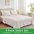 thumbnail image 3 of Gogreen 4PC Deep Pocket Full Sheet Set Fit 14", Breathable Microfiber Soft Full Size Sheet Set, Hotel Style Bed Sheet Set, Gift for Women, Men - Champagne Floral, 3 of 25