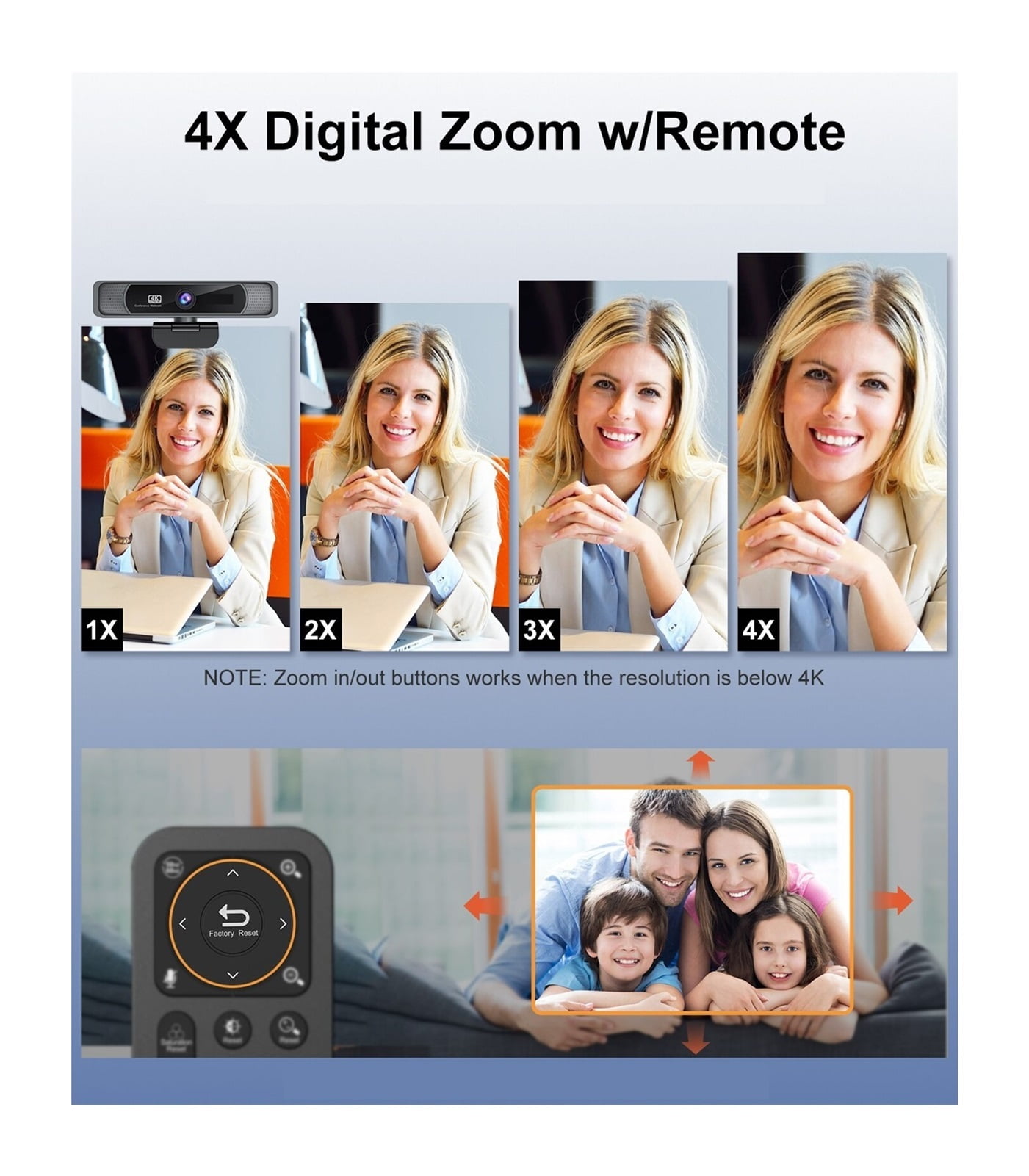Webcam HD 4K 30Fps 120 Wide Angle Webcam Wtih Microphone Remote Control Streaming PC For Conferencing, Live Streaming ,Full Clarity