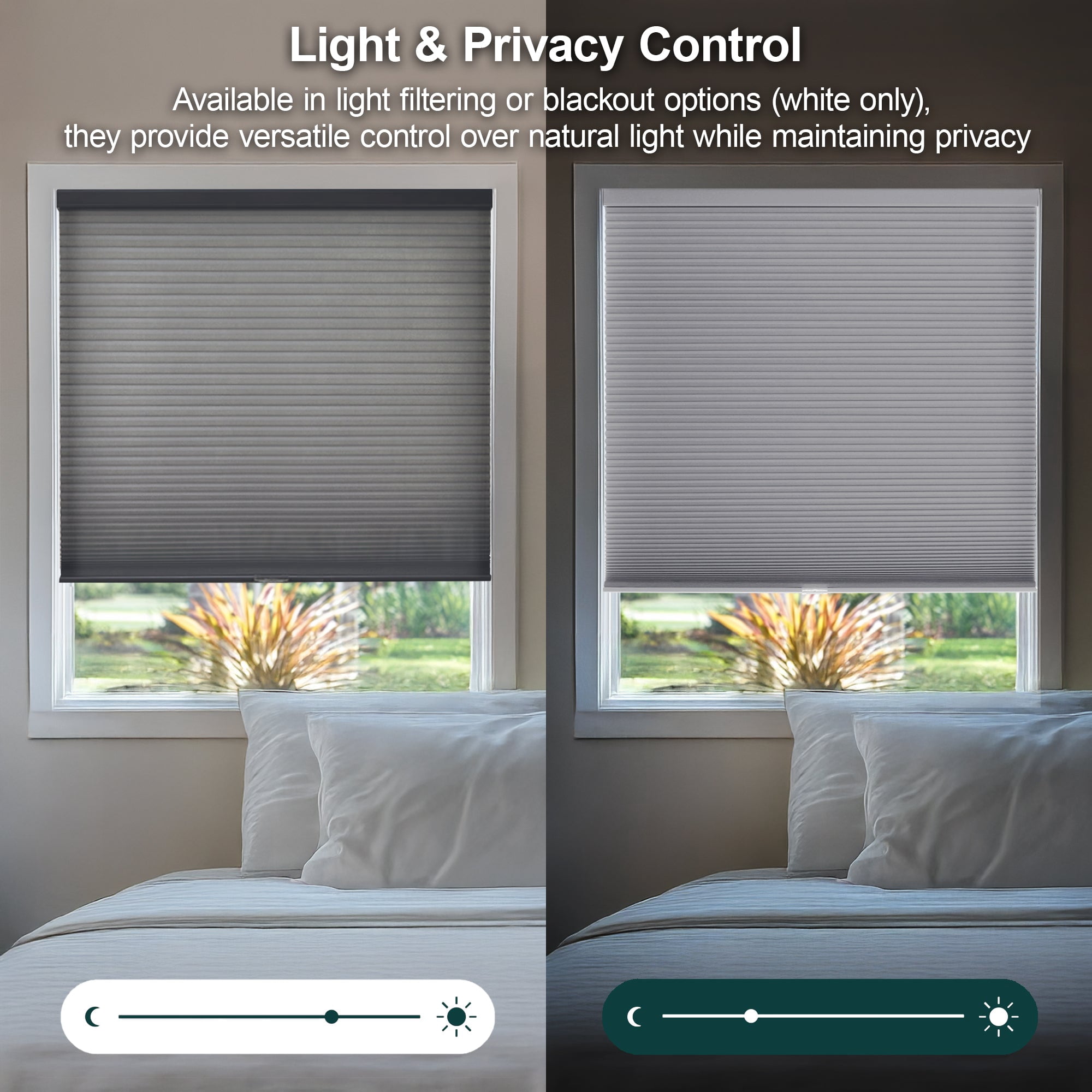 Chicology Light Filtering Cellular Shade, Morning Fog, 35"W X 84"H