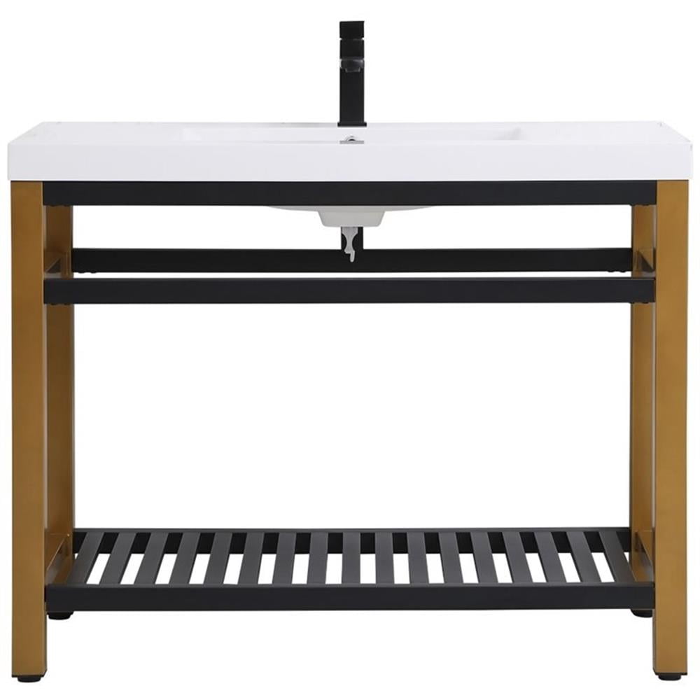 Elegant Kitchen and Bath 42 inch Single Bathroom Metal Vanity in Golden Black
