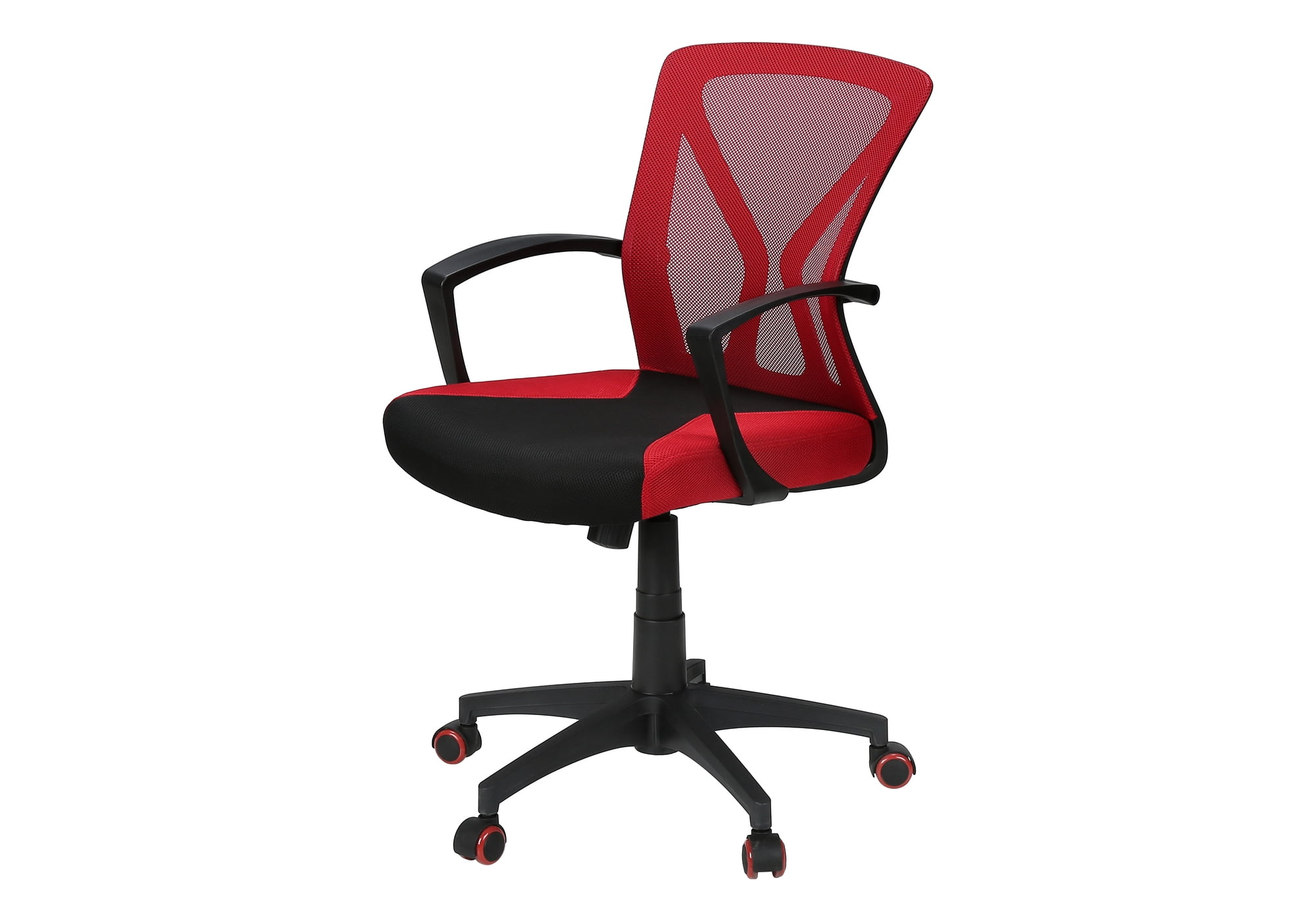 Monarch Specialties - Chaise De Bureau, Hauteur Réglable, Pivotant, Ergonomique, Accoudoir, Bureau Informatique, Travail, Maille Rouge, Métal Noir, Contemporain, Moderne