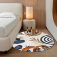 thumbnail image 2 of Round Area Rug 5ft Mid Century Abstract Geometric Area Rugs Washable Low Pile Floor Carpet for Bedroom, Boho Leaves Nordic Arch Sun Non Slip Soft Rugs for Living Room Entryway Dining Room, 2 of 9