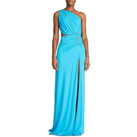 Halston Womens Ivanna Ruched Cut-Out Evening Dress