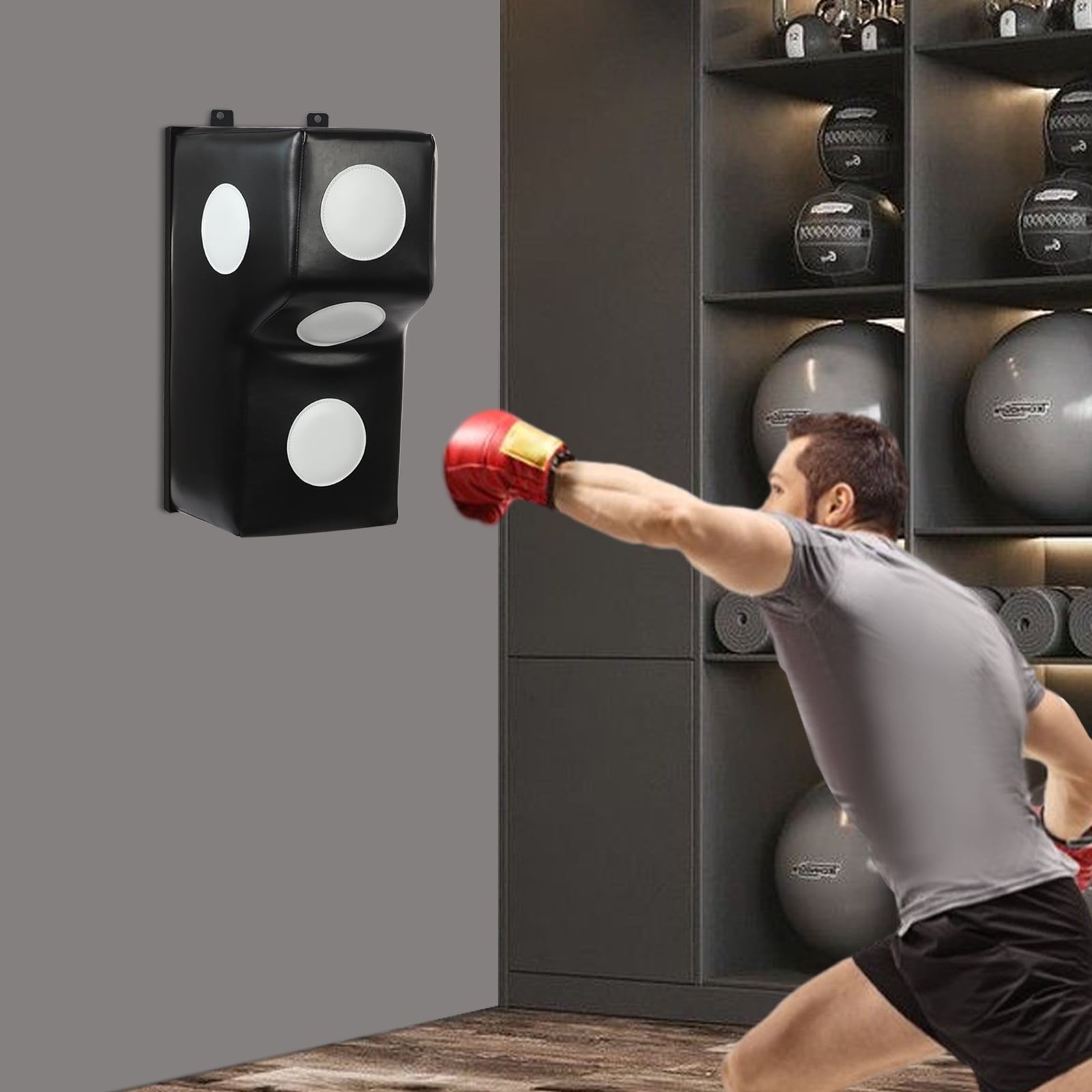 Wall Mount Boxing Training Bag, Uppercut Boxing Training Punching Target, Heavy Punching Bag for Adults for Bedroom/Living Room/Gym（Black,15.7*11.8*27.5 inch）