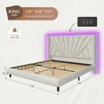 thumbnail image 4 of EnHomee King Bed Frame with 51"Tall Headboard Upholstered King Size Platform Bed Frame with LED Lights & Charge Station, Beige, No Box Spring Needed, Noise Free, 4 of 10
