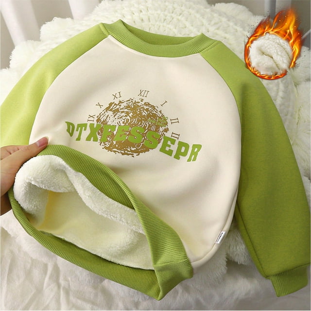 RXIRUCGD Chemise à Manches Longues pour Enfants, Col Rond, Vert, Taille : 3-5 Ans