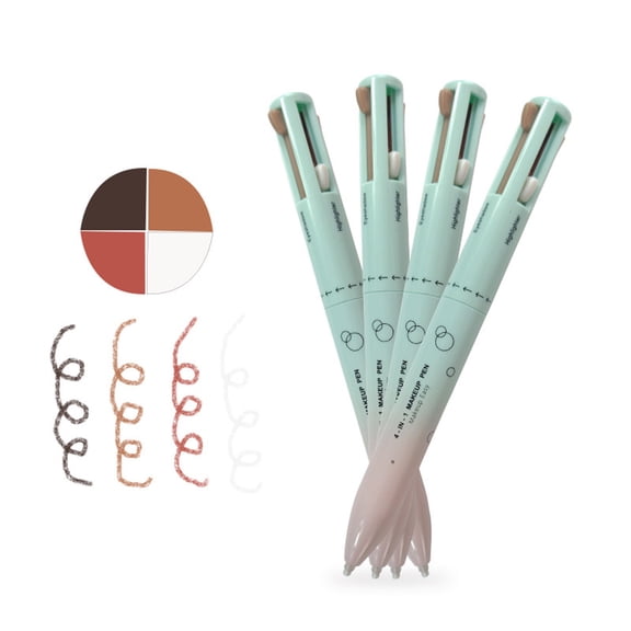 Micro Brow Pencil, Eyebrow Pen, Precise Eye Brow Makeup Pen, 4--1 Makeup Pencil 4--1 Makeup Pencil 4-Color Lip Line Highlight Eye Eyebrow Pencil 4in1