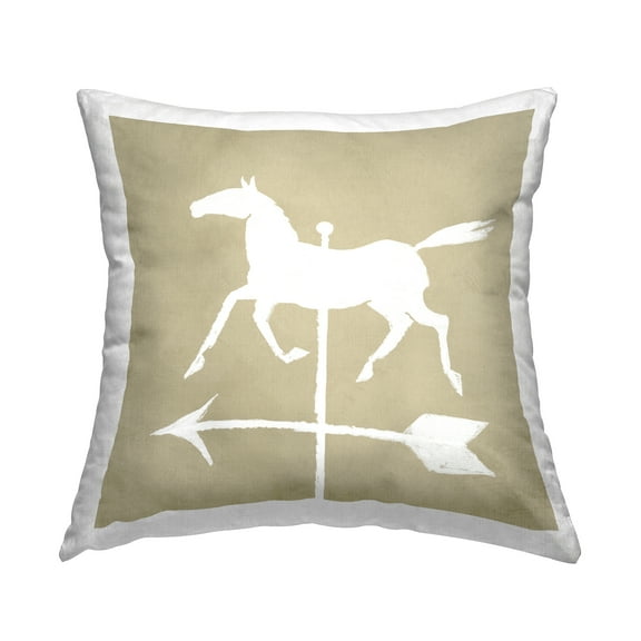 Stupell Industries Trotting Horse Weathervane Compass Silhouette Design by Jacob Green Throw Pillow