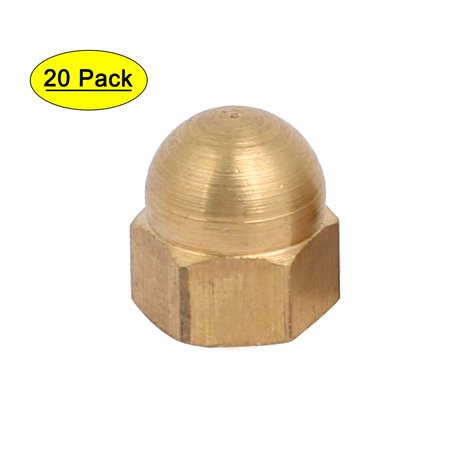 

20pcs M5 Female Thread Nut DIN1587 Dome Cap Head Hex Brass Tone