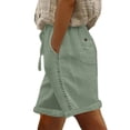 thumbnail image 6 of Daiosportswear Women Linen Shorts Bermuda Shorts with Hollow Side，Shorts for Women Green S(S), 6 of 9