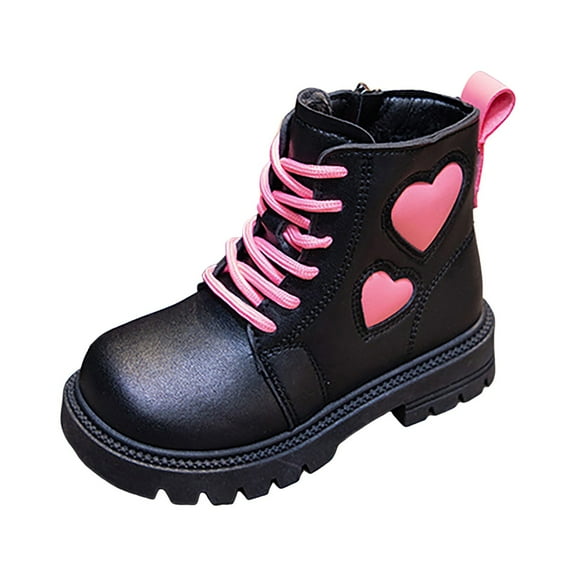 Splozh Toddler Boots Girls Ankle Boots Kids Comfortable Slip On Booties for Toddler Little Kid Big Kids for 1.5,Black