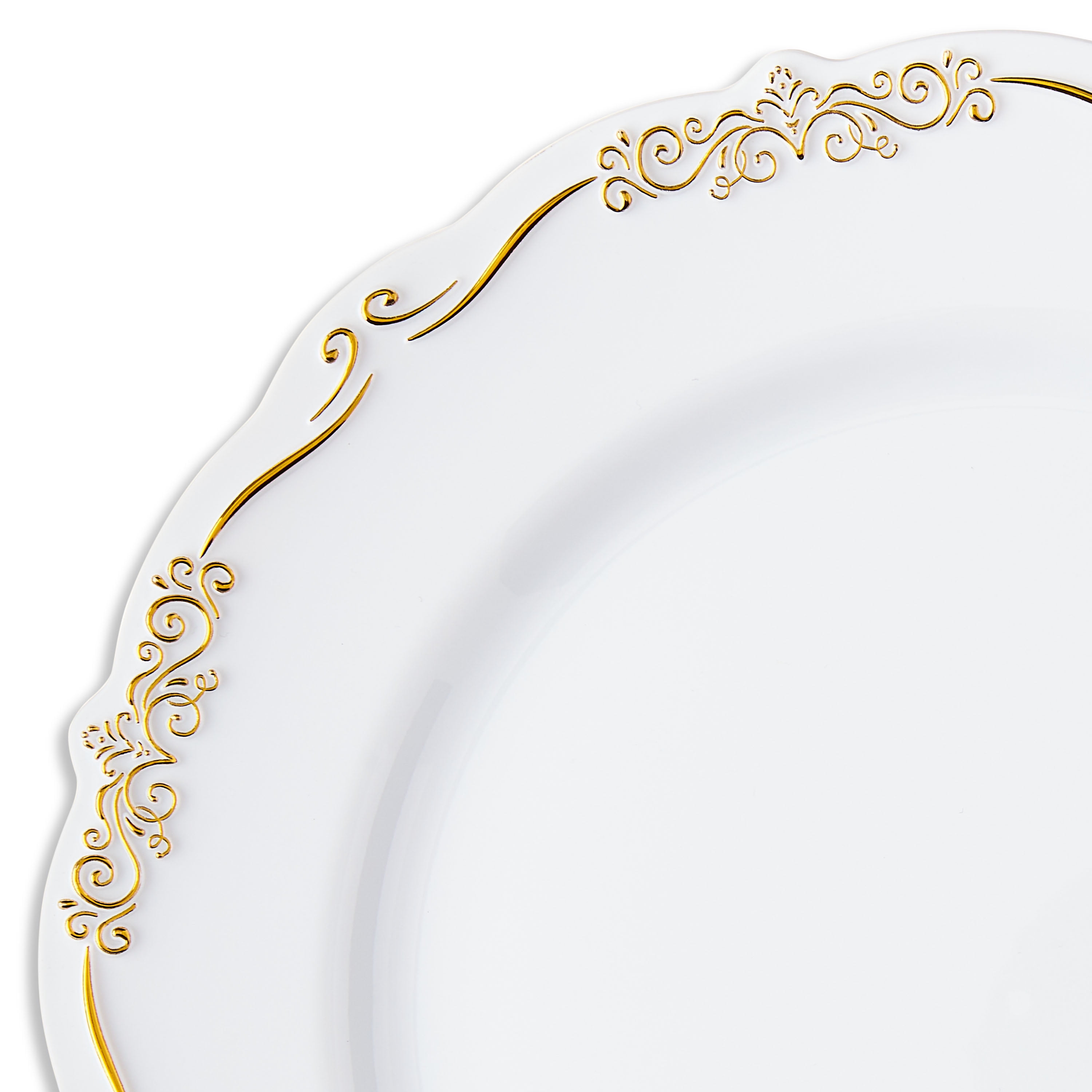 Ornate Disposable Plastic Plates, 10", Gold/White, 20 Count, by Way To Celebrate