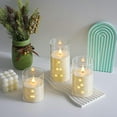 thumbnail image 5 of BAO  Flickering Flameless Candles with Remote,Acrylic LED Candles with Embedded Star String,Battery Operated Candle, for Home and Holiday Decoration Set of 3（Ivory）, 5 of 16