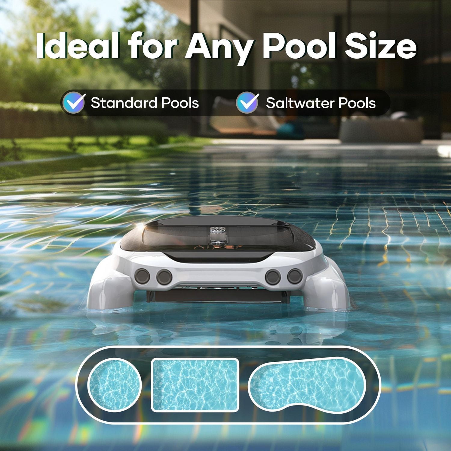 Aiper Surfer M1 Solar Powered Automatic Robotic Pool Skimmer Cleaner, Lasts 12 Hours, App Control, Ultrasonic Detection