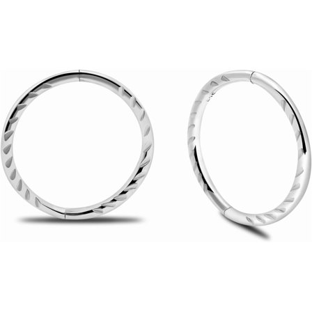 925 Sterling Silver Seamless Diamond Cut Twist Sleeper Hoop Earrings - Hypoallergenic 18G Hinged Hoops for Continuous Wear (8mm to 14mm) - Unisex Women Men Body Jewelry for Ears[w452]