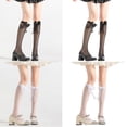 thumbnail image 2 of Women Girl JapaneseOver CalfMesh Socks with Sweet Pearl Bowknot See Through Hollowed Out Long Tube Socks, 2 of 21
