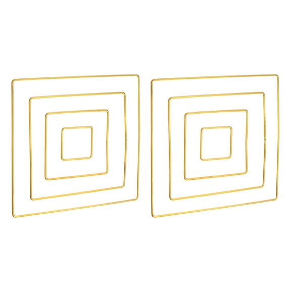 Uxcell Dream Catcher Rings Set, 2 Set 4 Sizes Metal Square Shape Macrame Wreath Floral Ring Hoop, Gold