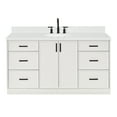 thumbnail image 2 of Ariel Kelly 66 Inch Single Oval Sink Bathroom Vanity With Carrara White Quartz Countertop 1.5 Inch Edge In White, 2 of 12