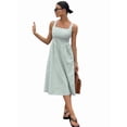 thumbnail image 6 of Women'S Maxi Striped Dress Summer Sleeveless Square Neck Smocked A Line Flowy Spring Vacation Sundress Green L, 6 of 10