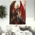thumbnail image 3 of Fantasy World Tapestry, Majestic Dragon Resting on Mountain Mythological Fire-Spewing Creature Print, Wall Hanging for Bedroom Living Room Dorm Decor, 40W X 60L Inches, Multicolor, by Ambesonne, 3 of 5