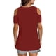 thumbnail image 5 of Tops de manga larga,Blusa de mujer con escote en V y hombros descubiertos, manga corta, imitación de tela, estilo casual para el hogar, sopatenor, 5 of 9