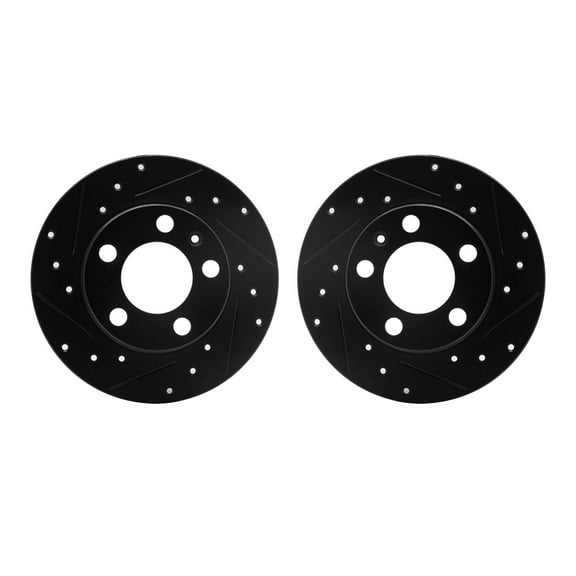 Dynamic Friction Company Rear Brake Rotors-Drilled and Slotted-Black 8002-74038