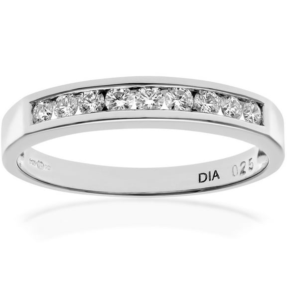 Platinum Jewelco London 1/4ct Diamond 9 Stone Channel Set Eternity Ring 2.5mm