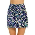 thumbnail image 2 of WTOBBY Women's High Waist Printed Floral Short Half Skirt with Attached Shorts, Casual Sports Pleated Yoga Skirt for Spring Summer Fashion and Fitness Wear,Dark Blue L, 2 of 5