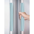 thumbnail image 2 of Aqua Striped Refrigerator Door Handle Covers Set of 2, Modern Farmhouse Blue White Stripes Kitchen Fridge Microwave Oven Dishwasher Stove Cabinet Handle Protectors, Washable Appliance Decor, 2 of 7