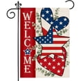 thumbnail image 1 of Memorial Day Garden Flag 12x18 Double Sided 4th of July Patriotic Independence Day Farmhouse Garden Flag Outside, Burlap Welcome Yard Flag USA Flag Hearts Red White Blue Decorations, 1 of 7
