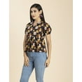 thumbnail image 5 of Moomaya Womens Short Puff Sleeves Peplum Top, V Neck Cotton Crop Top, 5 of 7