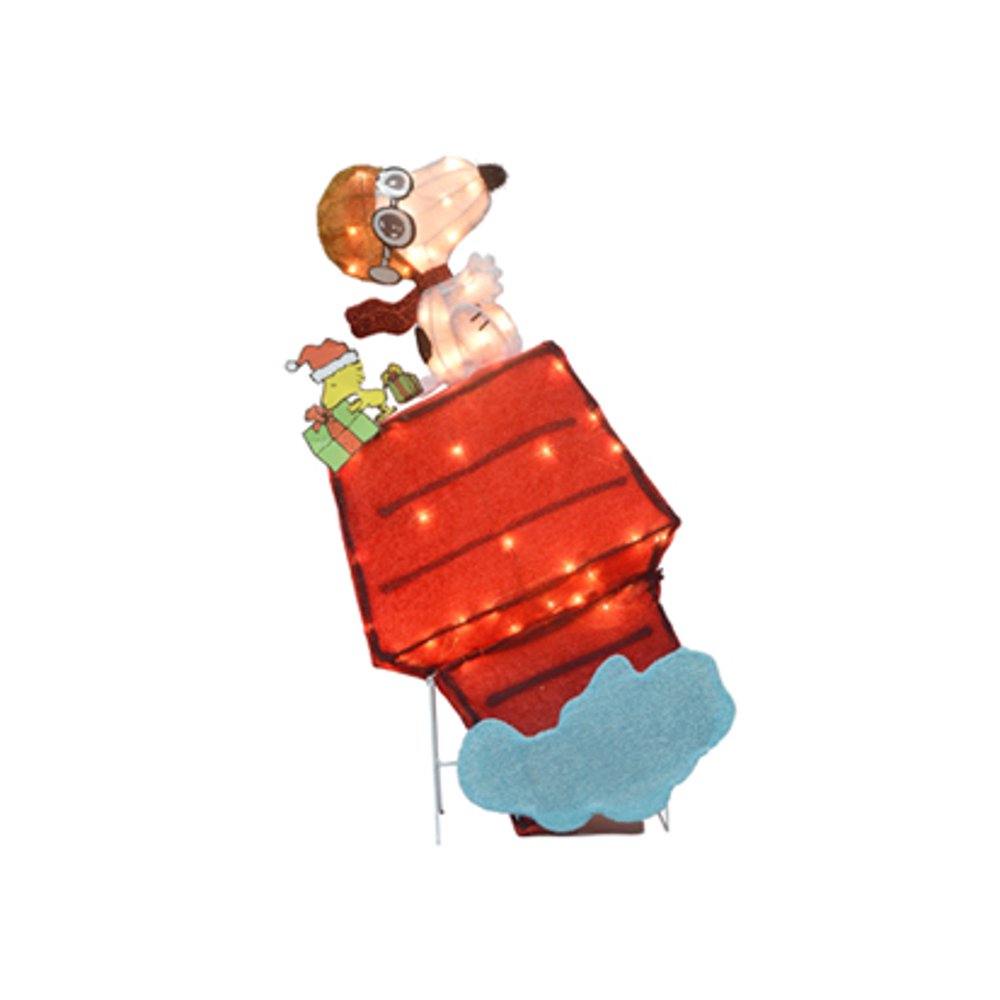 32" Peanuts Snoopy Adventures As Snoopy Red Baron 50 LED Lights 3D PreLit Indoor/Outdoor