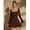 Coffee Brown-L, variant on Coffee Brown Lace Corset Mini Dress With Square Neck And Bell Sleeves