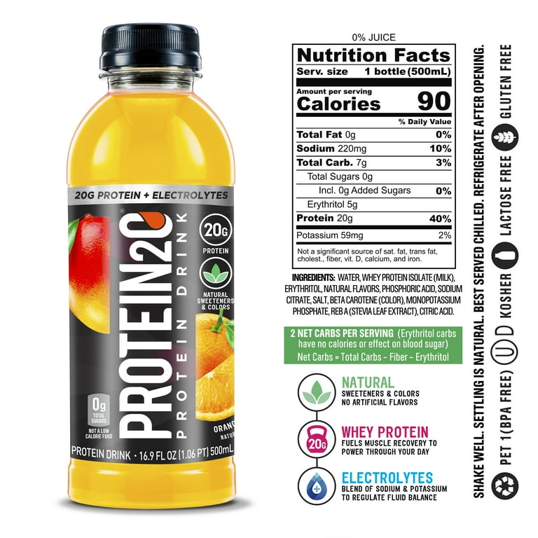 Protein2o + Electrolytes 16.9 oz 12 ct Orange Mango